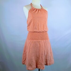 Sundays Anthropologie Ember Mini Dress Halter Neckline Smocked Waist Coral S NWT
